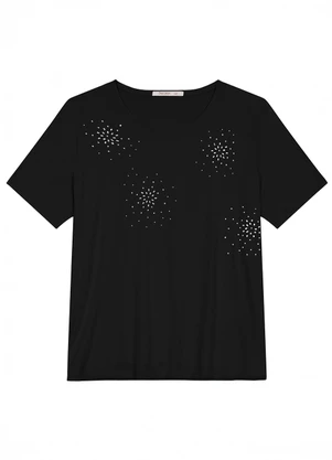 Secret Glam - Blusa Manga Curta em Viscotorcion Preto - SECRET GLAM