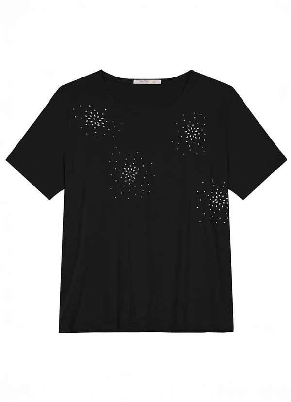 Secret Glam - Blusa Manga Curta em Viscotorcion Preto 1