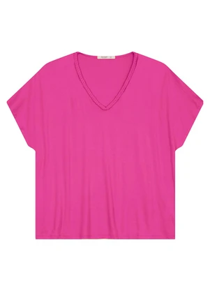 Secret Glam - Blusa Manga Curta em Viscotorcion Rosa - SECRET GLAM