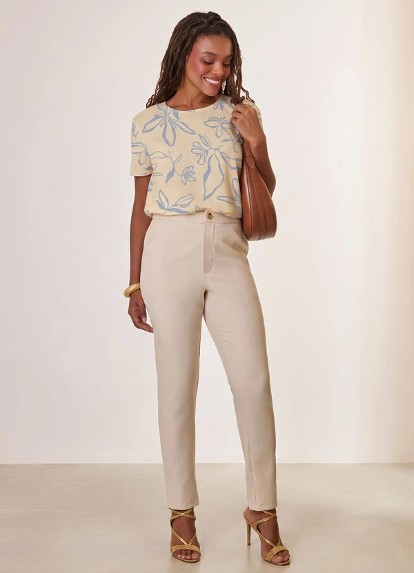 Naguchi - Blusa Manga Curta Estampa Exclusiva Ceu Acinzenta