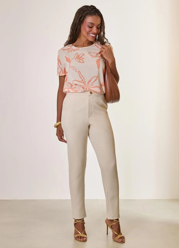 Naguchi - Blusa Manga Curta Estampa Exclusiva Cheddar