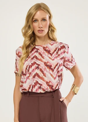 Naguchi - Blusa Manga Curta Estampa Exclusiva Chiclete - NAGUCHI