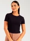 Cativa - Blusa Manga Curta Estilo Cropped Rosa - variação: Preto