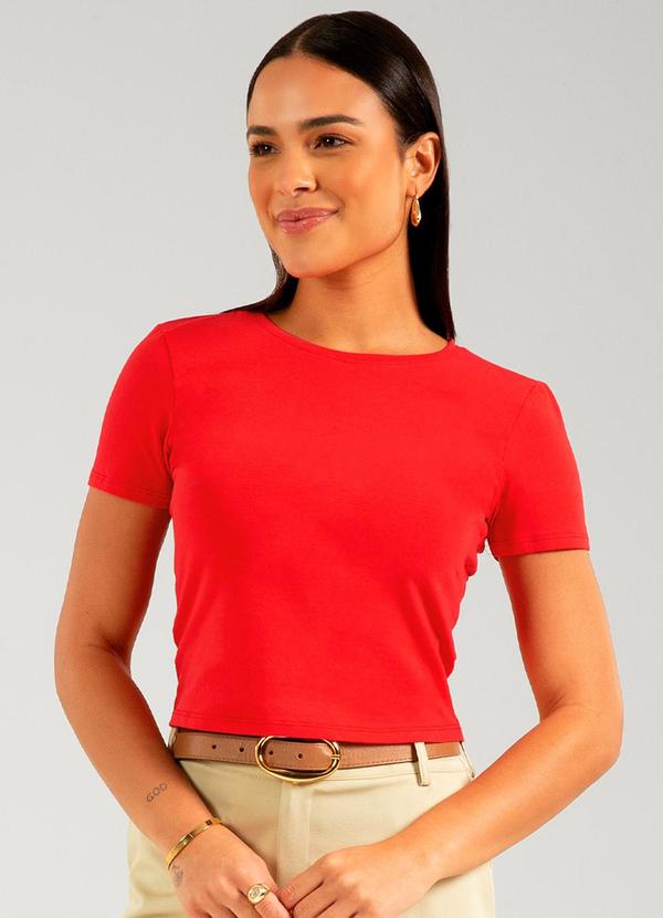 Cativa - Blusa Manga Curta Estilo Cropped Vermelho