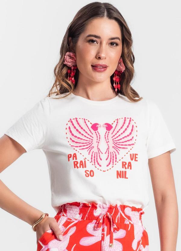 Rovitex - Blusa Manga Curta Feminina Bege