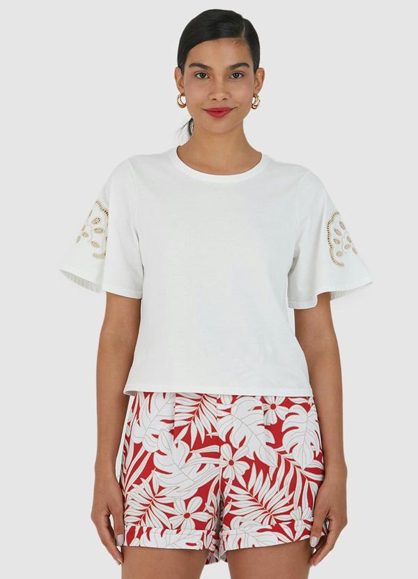 Malwee - Blusa Manga Curta Feminina Off White 5