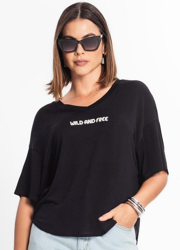 Rovitex - Blusa Manga Curta Feminina Preto