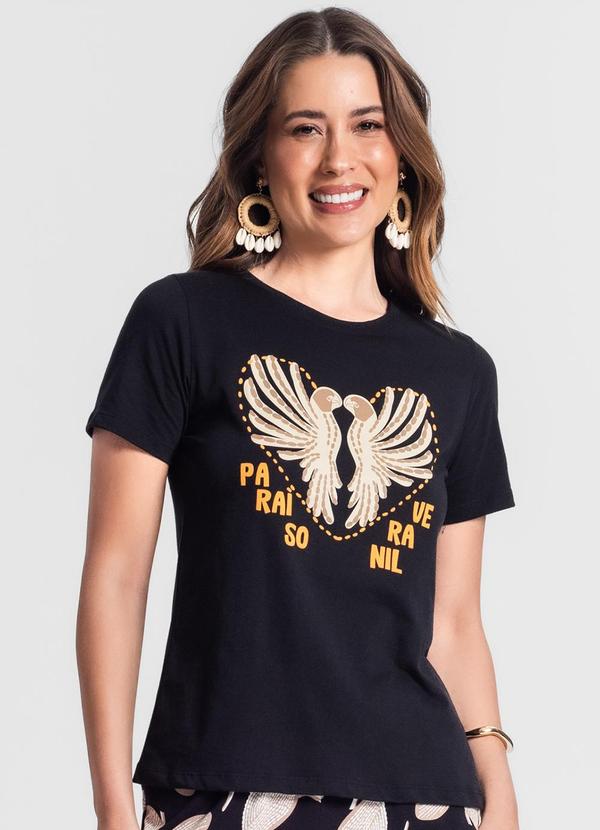 Rovitex - Blusa Manga Curta Feminina Preto