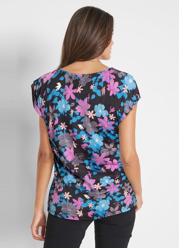 bonprix - Blusa Manga Curta Floral Dark 2