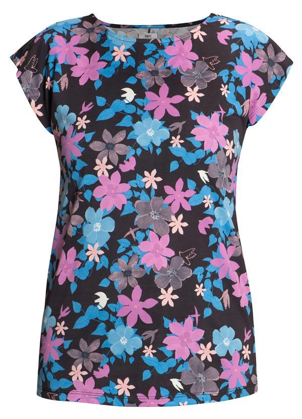 bonprix - Blusa Manga Curta Floral Dark 3