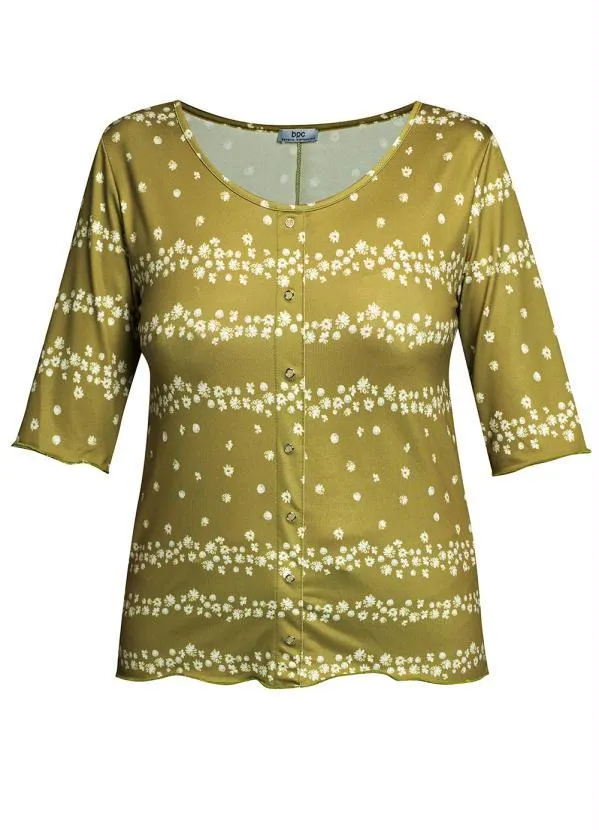 Queima Estoque - Blusa Manga Curta Floral Liberty Verde 2