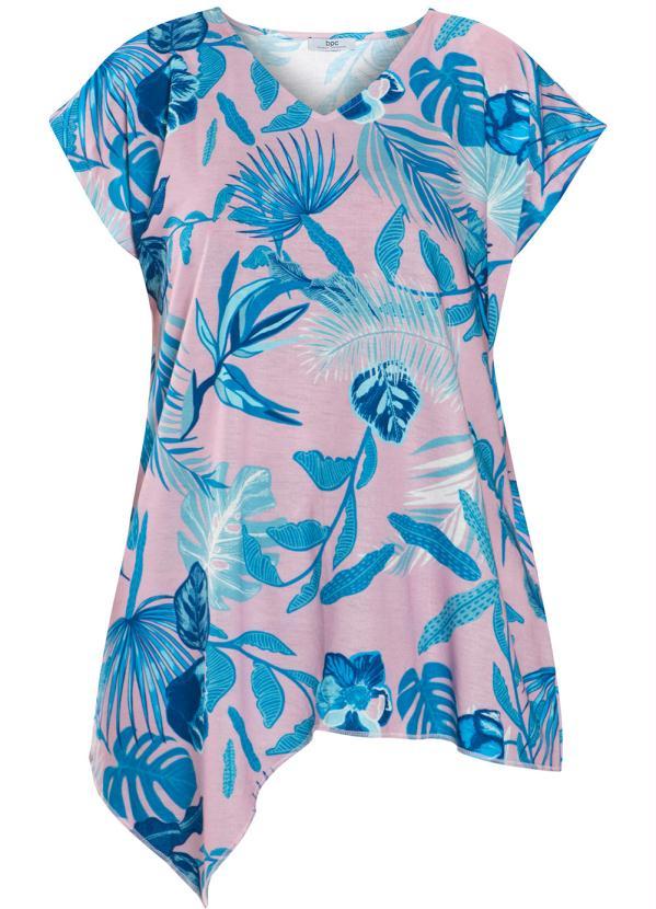 Queima Estoque - Blusa Manga Curta Folhagem Rosa 6