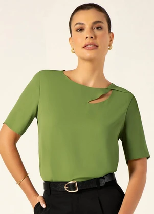 Principessa - Blusa Manga Curta Verde Leomara - PRINCIPESSA