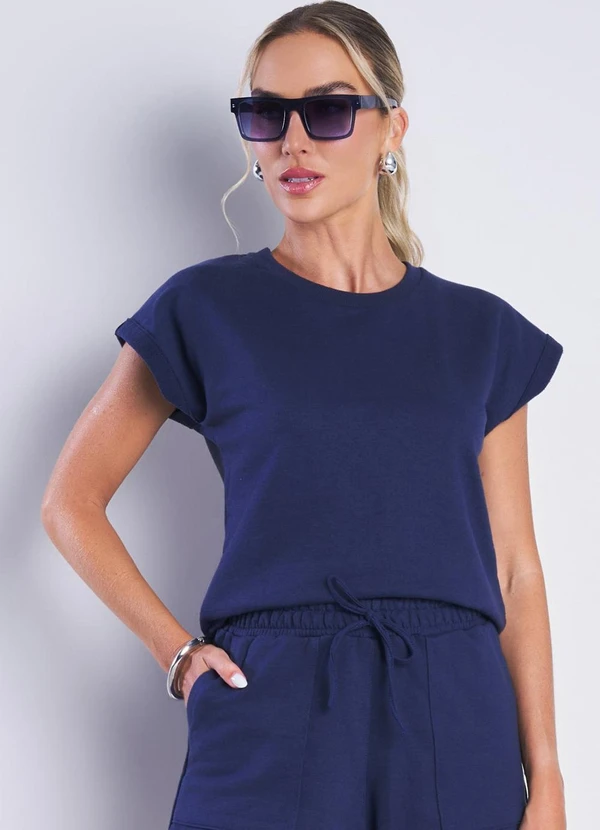 Meu Jeans - Blusa Manga Curta Moletinho Sandy Marinho