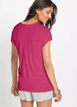 bonprix - Blusa Manga Curta Pink - BONPRIX