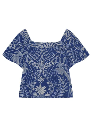 Secret Glam - Blusa Manga Curta Plus Size Azul - SECRET GLAM