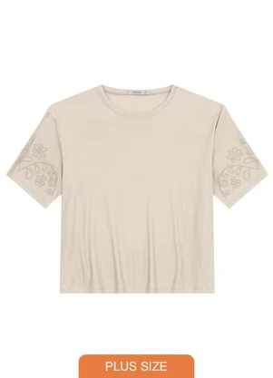 Secret Glam - Blusa Manga Curta Plus Size Bege - SECRET GLAM