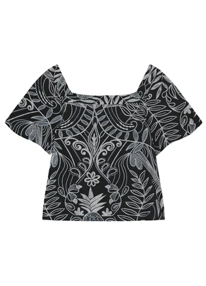 Secret Glam - Blusa Manga Curta Plus Size Preto - SECRET GLAM