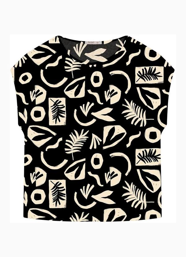 Secret Glam - Blusa Manga Curta Plus Size Preto