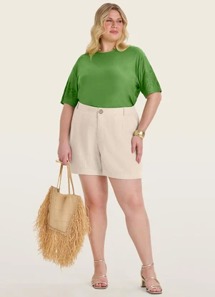 Secret Glam - Blusa Manga Curta Plus Size Verde - SECRET GLAM