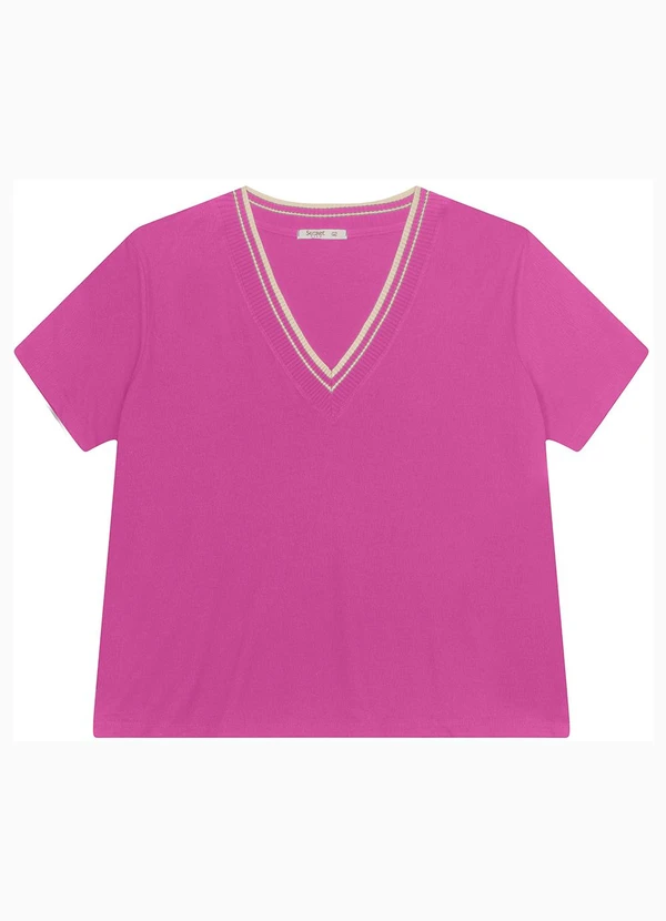 Secret Glam - Blusa Manga Curta Pluz Size Rosa