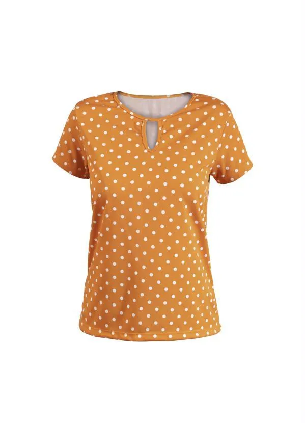 Moda Pop - Blusa Manga Curta Poá Caramelo com Gota 5