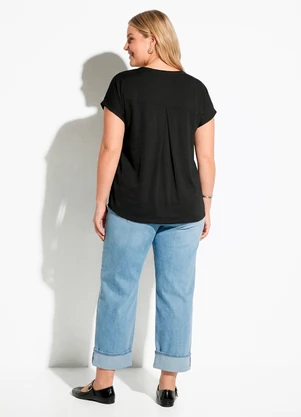 Quintess - Blusa Manga Curta Preta - QUINTESS
