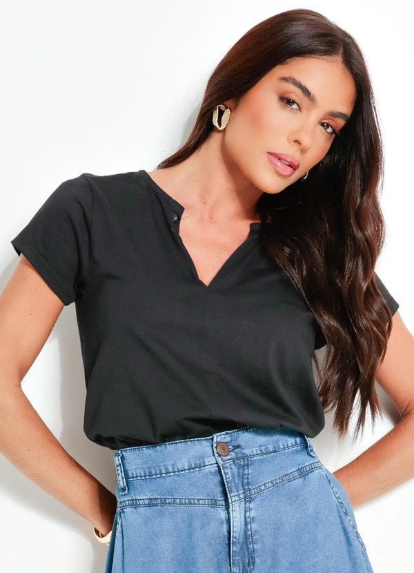 Quintess - Blusa Manga Curta Preta