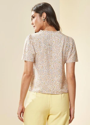 Doce Trama - Blusa Manga Curta Solar Estampada Estampado - DOCE TRAMA