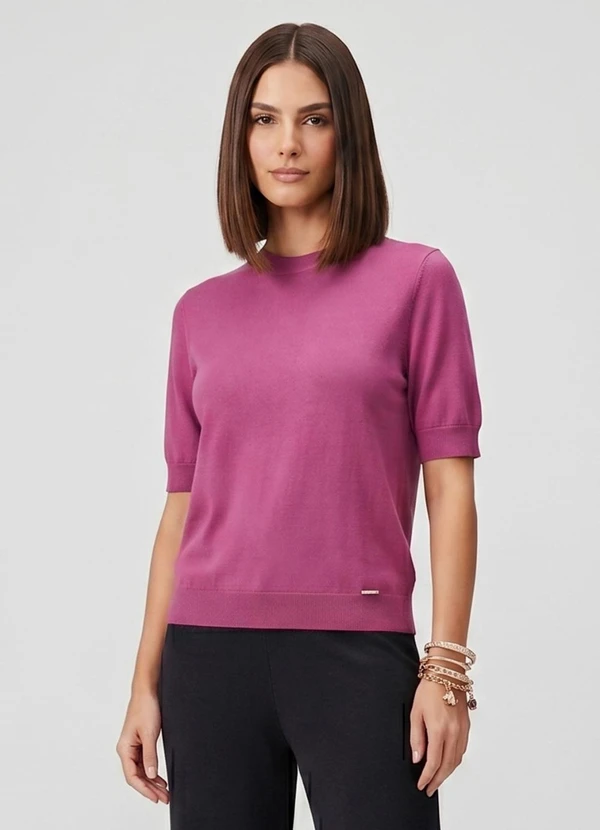 Endless - Blusa Manga Curta Tricot Vermelho