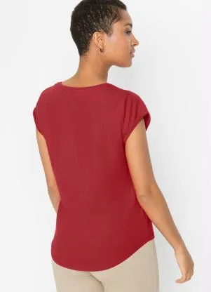 bonprix - Blusa Manga Curta Vermelha - BONPRIX