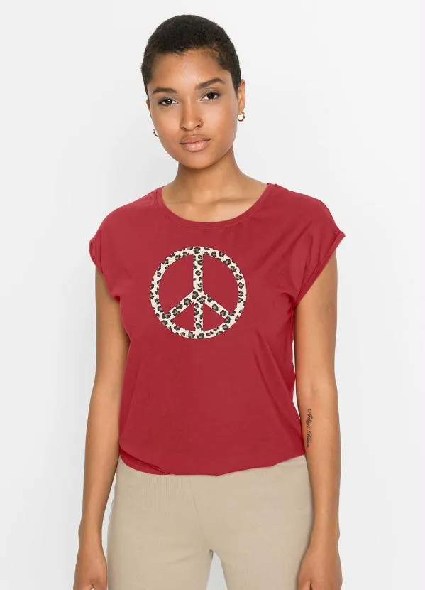 bonprix - Blusa Manga Curta Vermelha