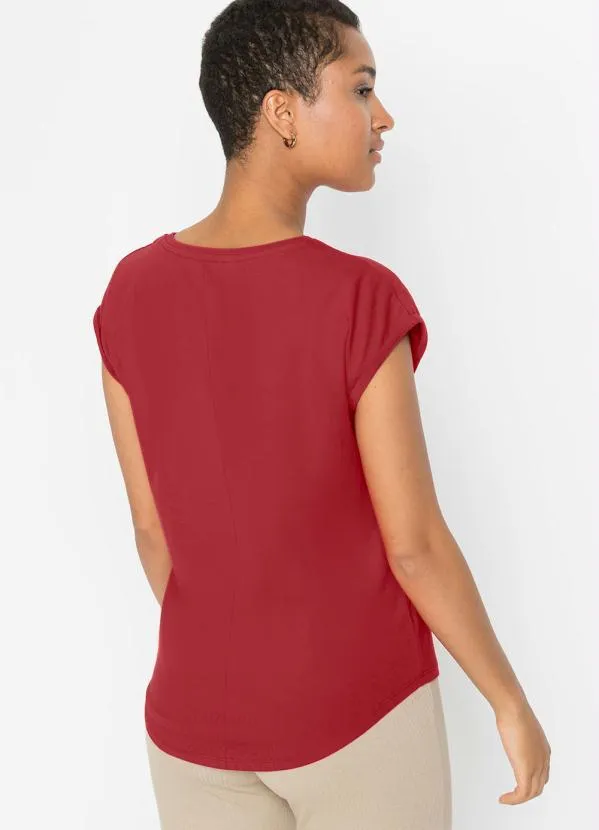 bonprix - Blusa Manga Curta Vermelha 4