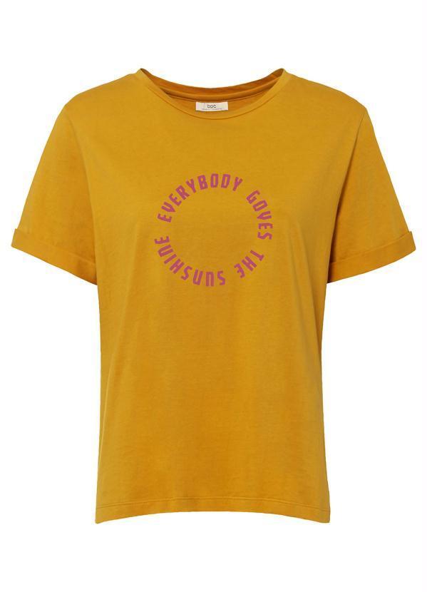 bonprix - Blusa Manga Dobrada Mostarda Caramelo 2