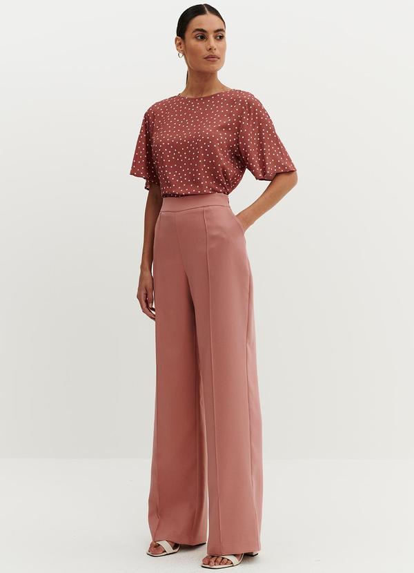 Principessa - Blusa Manga Evasê de Poá  Antique Rose Itala Estampada 3