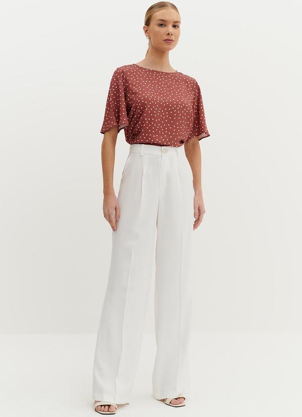 Principessa - Blusa Manga Evasê de Poá  Antique Rose Itala Estampada 5