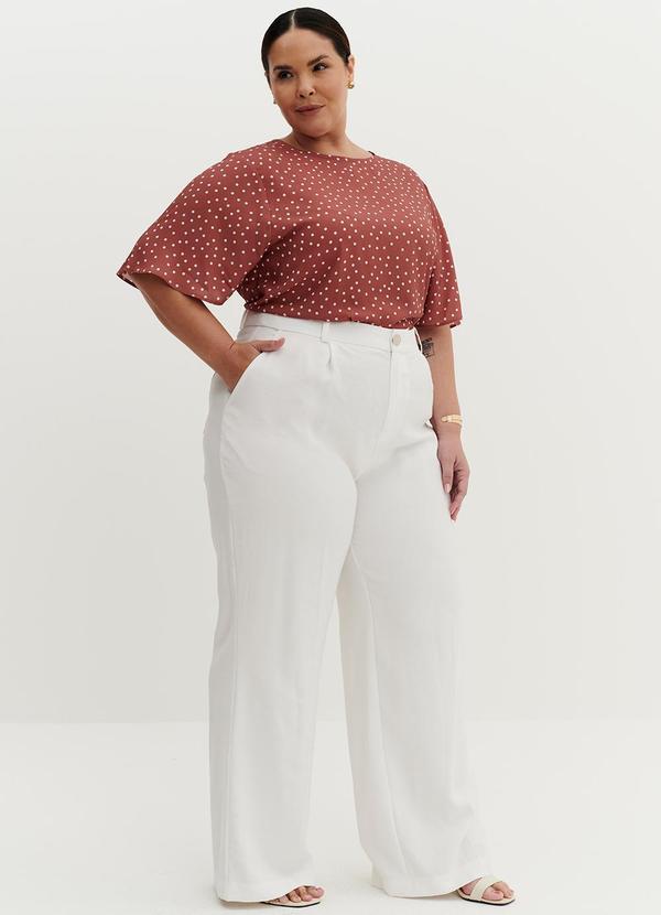 Principessa - Blusa Manga Evasê de Poá  Antique Rose Itala Estampada 8