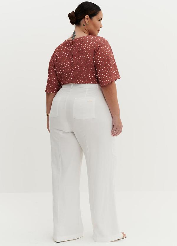 Principessa - Blusa Manga Evasê de Poá  Antique Rose Itala Estampada 9