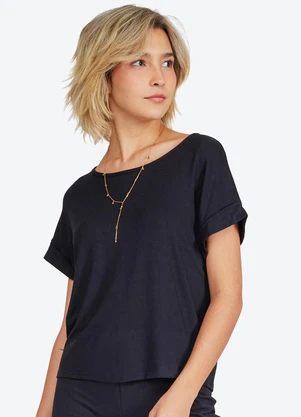 Basicamente - Blusa Manga Japonesa Feminina Mescla Escuro - BASICAMENTE