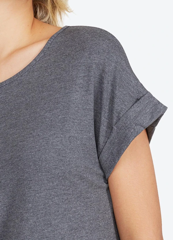 Basicamente - Blusa Manga Japonesa Feminina Mescla Escuro 2