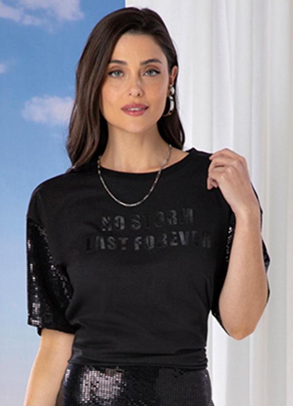 Use Modo - Blusa Manga Metalizada Preto