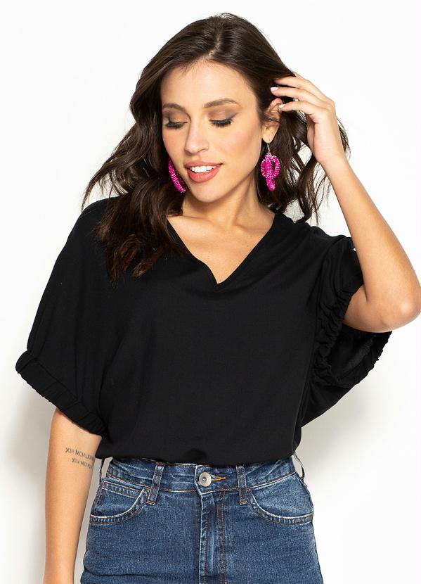 Colcci - Blusa Manga Morcego de Viscose Preta