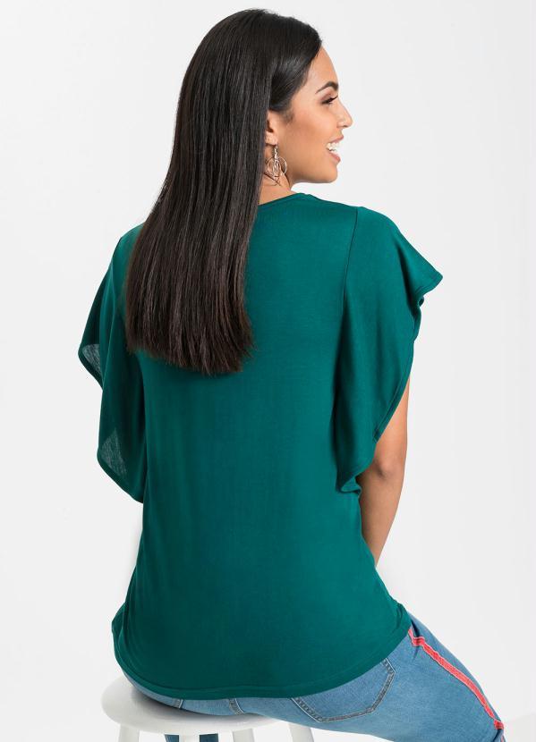 bonprix - Blusa Manga Morcego Decote V Verde 7