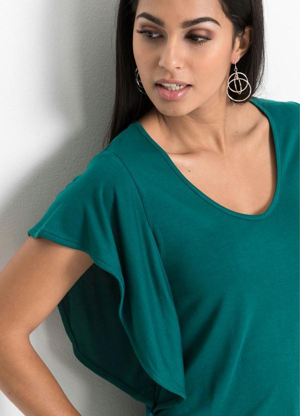 bonprix - Blusa Manga Morcego Decote V Verde 6
