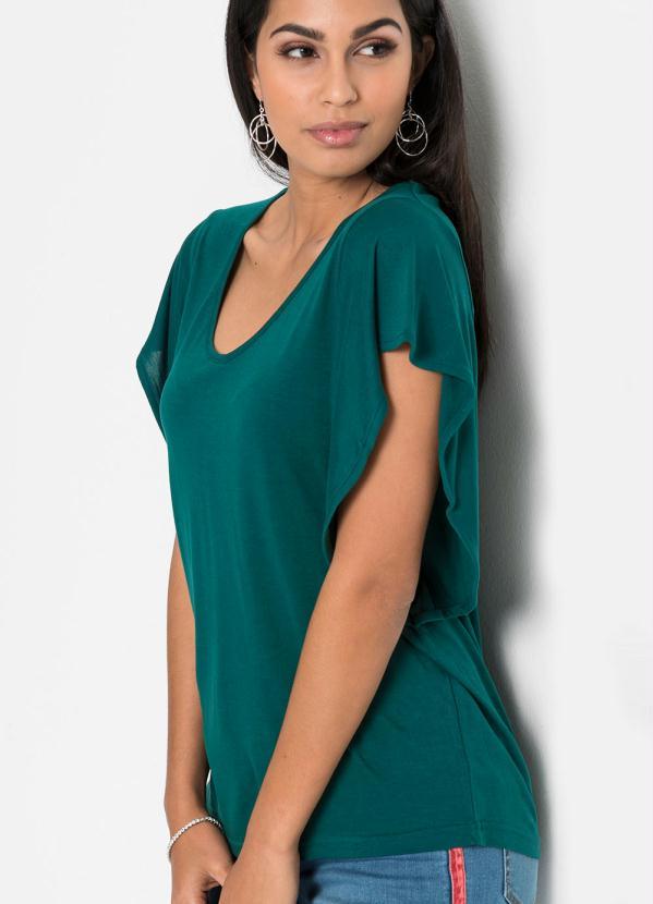 bonprix - Blusa Manga Morcego Decote V Verde 5
