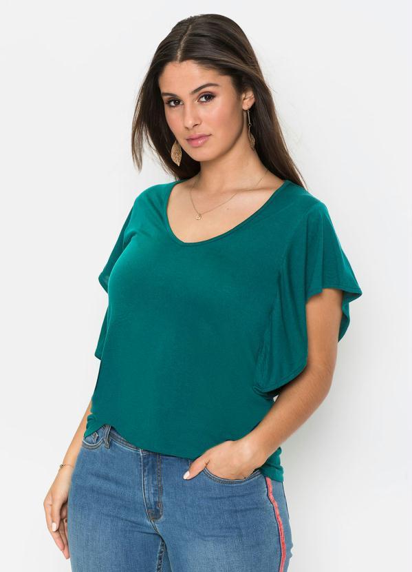bonprix - Blusa Manga Morcego Decote V Verde 4