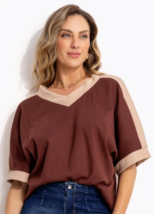 Bimini - Blusa Manga Morcego Marrom - BIMINI