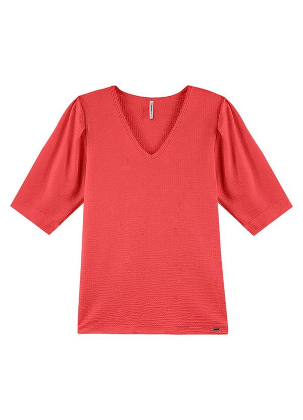 Rezzato - Blusa Manga Princesa Decote V Adulto Vermelho