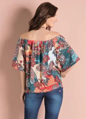 Moda Pop - Blusa Manga Raglan Floral e Arabescos - MODA POP