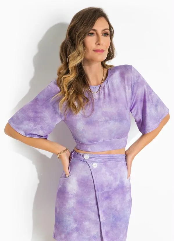 Outlet - Blusa Mangas Amplas Tie Dye Lilás